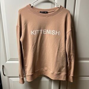 Kittenish Crewneck, Mauve/ Tan, Large, Relaxed Fit